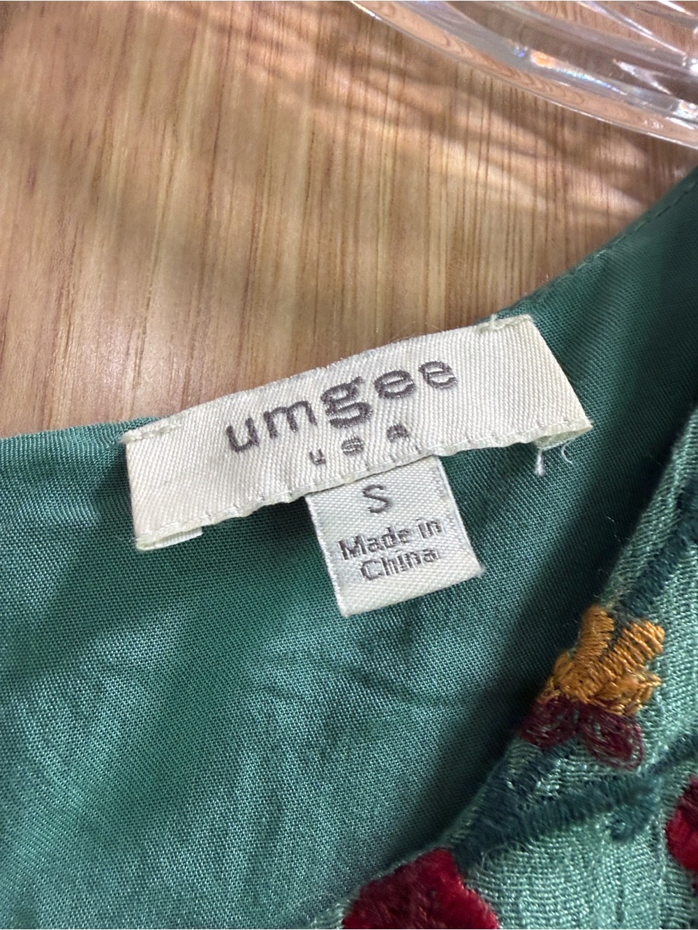 Umgee Size S Embroidered Green Babydoll Boho Hippie Flare Sleeve Tunic/Dress - Picture 4 of 8